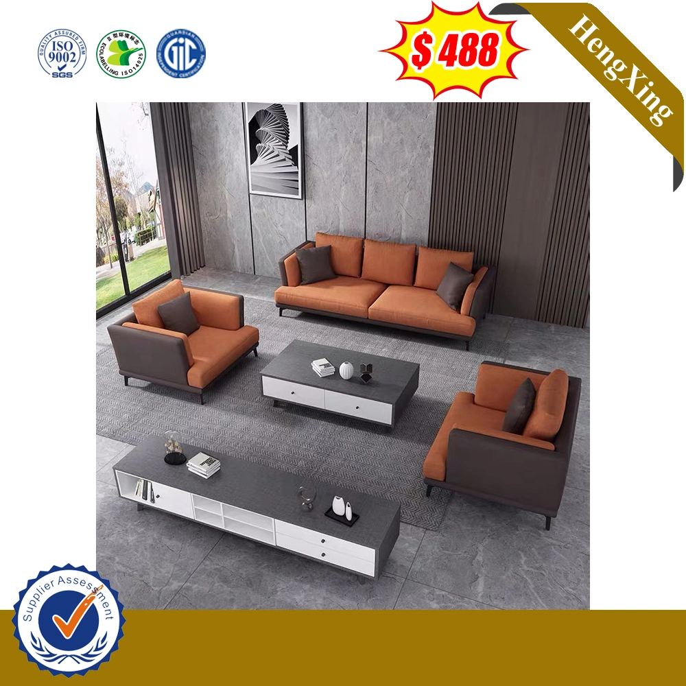 Big Size Elegant Whole Set with Metal Leg Top Cow Leather Sofa Set