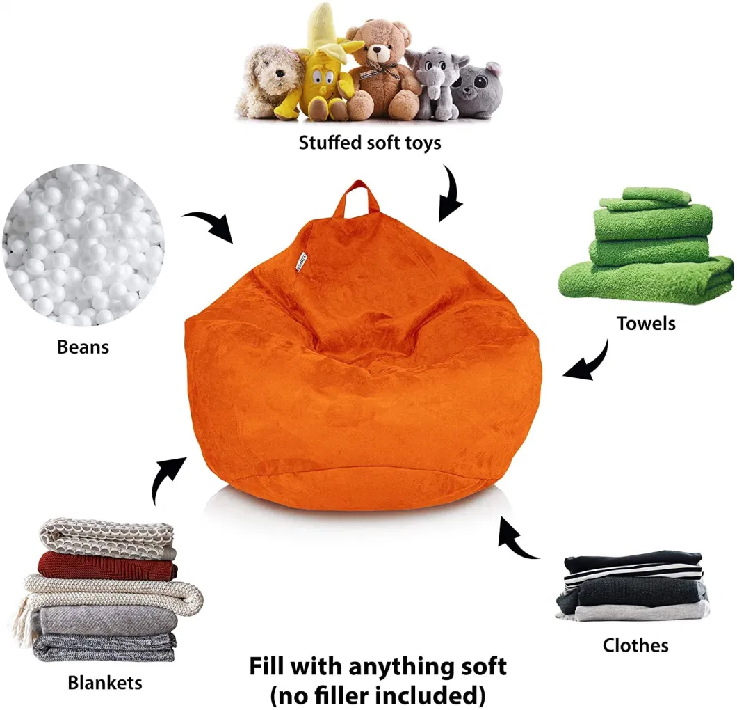 Adult Size Microsuede Stuffed Animal Storage Bean Bag Cover Beanbags